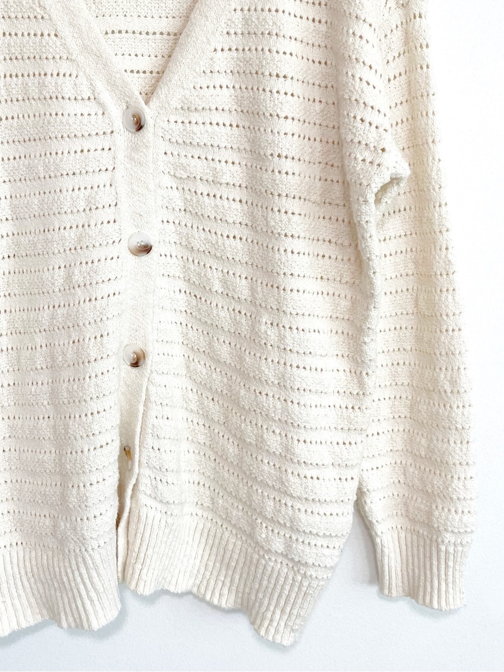 BOGO! Z SUPPLY Arcadia Pointelle Knit Cardigan in Oat Milk Cream Size Medium - Picture 6 of 10
